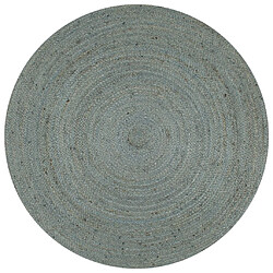 Decoshop26 Tapis fait à la main Jute Rond 120 cm Vert olive DEC023464