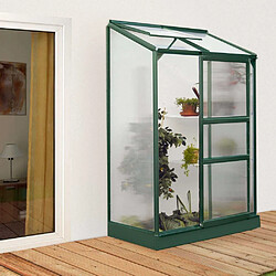 Vitavia Serre de jardin en polycarbonate 4 mm et aluminium vert emeraude avec embase Ida 68.8 x 130.60 x 182.30 cm.