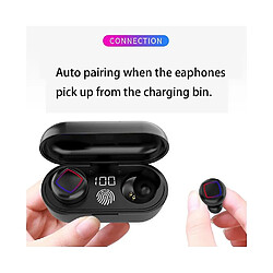 Avis Universal Casque sans fil TWS In-Ear Bluetooth 5.0 Casque avec affichage numérique Lumière LED Boîtier de charge Noir