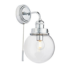 Endon Applique murale de salle de bain Globe avec tirette, abat-jour en verre transparent, IP44