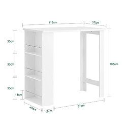 Acheter SoBuy FWT17-W Table Haute de Bar Mange-debout Cuisine avec rangementsBlanc