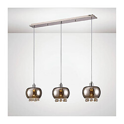 Luminaire Center Suspension Petora 3 Ampoules E14 Linear Miroir verre/chrome poli/verre transparent