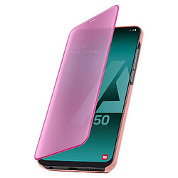 Avizar Housse Samsung Galaxy A50 Miroir Clapet translucide Fonction Stand rose gold pas cher