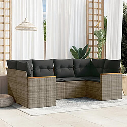 Maison Chic Salon de jardin 6 pcs avec coussins | Ensemble de Table et chaises | Mobilier d'Extérieur gris résine tressée -GKD61977