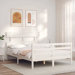 Avis Maison Chic Cadre/structure de lit avec tête de lit pour adulte - Lit Moderne Chambre blanc petit double bois massif -MN60793