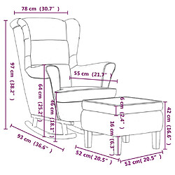 vidaXL Chaise à bascule avec pieds en bois et tabouret Noir Velours pas cher