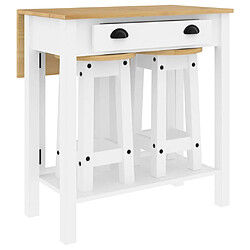 vidaXL Ensemble de bar 3 pcs blanc bois de pin massif