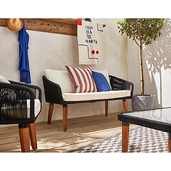 Bestmobilier Tanami - salon bas de jardin 4 places - bois, corde et coussins beiges