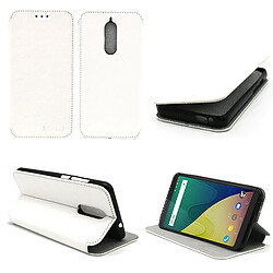 Etui Wiko View blanc luxe Ultra Slim Style Cuir avec stand - Housse Folio Flip Cover coque de protection Wiko View blanche smartphone 2017 / 2018 - Accessoires pochette XEPTIO : Exceptional case !