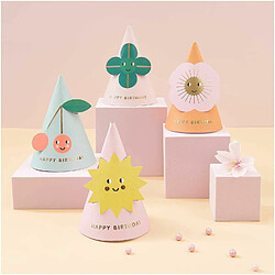 Rico 8 chapeaux de fête Happy Birthday 12 cm