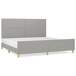 Maison Chic Lit adulte - Cadre Structure de lit avec tête de lit Contemporain Gris clair 200x200 cm Tissu -MN51417