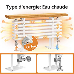 EMKE Radiateur eau chaude horizontal avec étagère H.48 × L.85 × I.18 cm 539 W design Chauffage central blanc pas cher