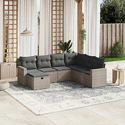 Maison Chic Salon de jardin avec coussins 7 pcs, Ensemble Tables et chaises de jardin, gris résine tressée -GKD718086