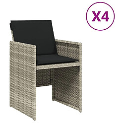 Maison Chic Lot de 4 Chaises de jardin avec coussins | chaises d'extérieur | Fauteuil Relax gris clair résine tressée -GKD50863