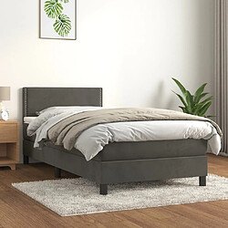 Maison Chic Lit adulte- Lit + matelas,Sommier à lattes de lit et matelas Gris foncé 90x190 cm Velours -GKD82077