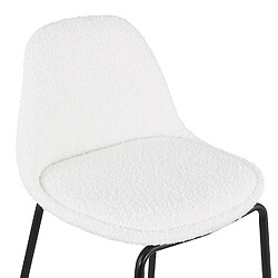 Acheter Alterego Tabouret snack mi-hauteur 'PLUMAR MINI' en tissu bouclé blanc et pied en métal noir