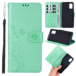 Etui en PU empreinte papillons flip avec support vert pour votre Samsung Galaxy A41 (Global Version)