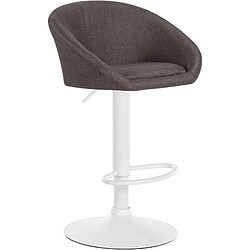 Decoshop26 Tabouret de bar assise pivotante à 360° hauteur réglable en tissu gris foncé piètement en métal blanc 10_0004775