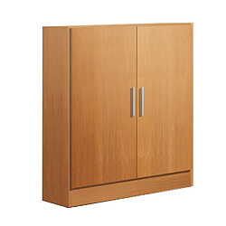 Pegane Armoire / placard de rangement de 2 portes coloris Merisier - longueur 82 x profondeur 35 x hauteur 90 cm