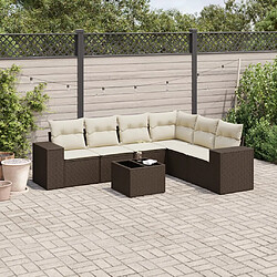 vidaXL Salon de jardin avec coussins 7 pcs marron résine tressée