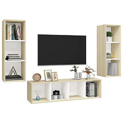 Avis Maison Chic Ensemble de meubles TV 3 pcs pour salon - Blanc et chêne sonoma Aggloméré -MN46631