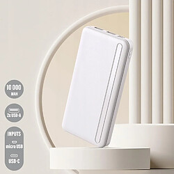 SANAG Setty Power Bank Chargeur De Batterie Lcd 10 000 Mah 2 Ports Usb Pour Tous Les Téléphones Portables, Samsung, Iphone, Xiaomi, Huawei, Batterie De Voyage, Couleur Blanche