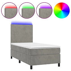 vidaXL Sommier à lattes de lit avec matelas LED Gris clair 100x200 cm