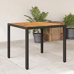 vidaXL Table de jardin et dessus en bois d'acacia noir résine tressée