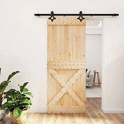 vidaXL Porte coulissante et kit de quincaillerie 85x210 cm pin massif