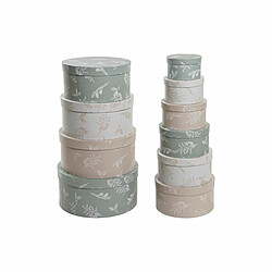 Jeu de Caisses de Rangement Empilables DKD Home Decor Beige Marron Vert Carton (37,5 x 37,5 x 18 cm)