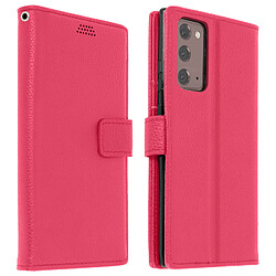 Avizar Housse Samsung Galaxy Note 20 Porte-carte Fonction Support Vidéo Dragonne Rose