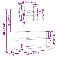 vidaXL Meuble TV d'angle 3 niveaux pour 32-70 pouces noir et argenté pas cher