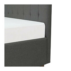 EMILY Lit adulte 160 x 200 cm + Coffre de rangement - Tissu imitation lin gris fonce - Sommier inclus pas cher