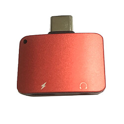 2 en 1 type c adaptateur répartiteur audio câble de charge audio rouge