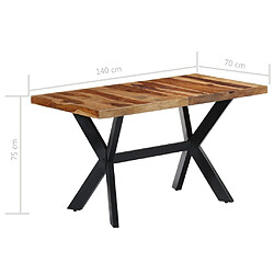 vidaXL Table à manger 140x70x75 cm Bois massif pas cher