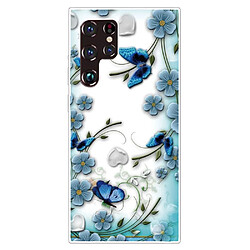 Coque en TPU anti-rayures papillon et fleur pour votre Samsung Galaxy S22 Ultra