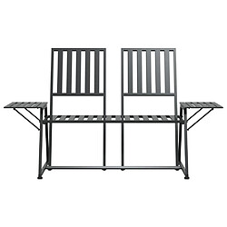 Helloshop26 Banc de jardin meuble de patio d'extérieur terrasse 2 places 165 x 75 x 93 cm noir acier 02_0011283