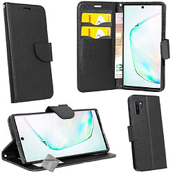 Htdmobiles Housse etui portefeuille pour Samsung Galaxy Note 10+ Plus + film ecran - NOIR / NOIR