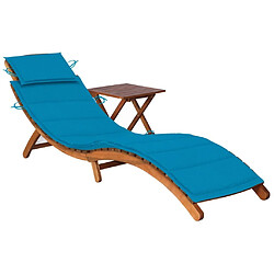 Maison Chic Chaise longue de jardin, Transat avec table et coussin Bois d'acacia