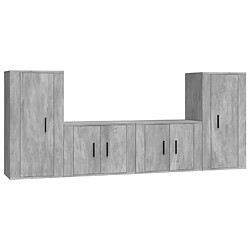 vidaXL Ensemble de meubles TV 4 pcs Gris béton Bois d'ingénierie