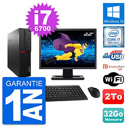 PC Lenovo M800 SFF Ecran 22" Intel i7-6700 RAM 32Go Disque 2To Windows 10 Wifi - Occasion