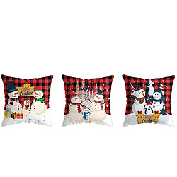 P90 3pcs 45 * 45cm Christmas Snowman Motif étreignant Taie d'oreiller Holiday Accueil Taie d'oreiller Sofa Coussin Coussin