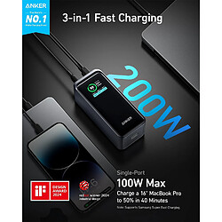 SANAG Prime Power Bank, Chargeur Portable 20 000 Mah Avec Sortie 200 W, Affichage Numérique Intelligent, 2 Usb-C Et 1 Usb-A Compatible Avec Les Iphone 14/13, Samsung, Macbook, Dell, Etc.