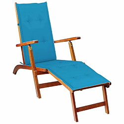 Maison Chic Chaise longue,Chaise de terrasse,Chaise d’extérieur avec repose-pied et coussin Acacia solide -GKD78633