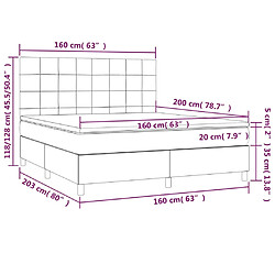 vidaXL Sommier à lattes de lit avec matelas Noir 160x200 cm Tissu pas cher