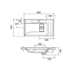 Avis Karag Lavabo suspendu QUATTRO rectangulaire 80x45x19 cm