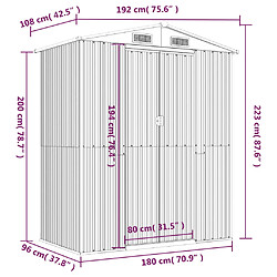 Helloshop26 Abri de jardin cabane cabanon maison de stockage remise extérieur hangar outils robuste clair 192 x 108 x 223 cm acier galvanisé marron 02_0022300 pas cher