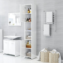 Avis Maison Chic Armoire de salle de bain,Meuble de rangement,Meuble haut Blanc brillant 30x30x183,5cm Aggloméré -GKD969219