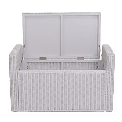 Mendler Banc banquette / coffre de rangement M92, rotin ~ blanc pas cher