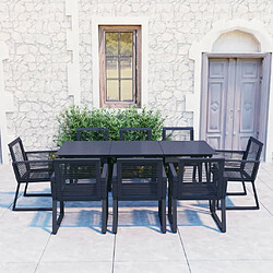 Ensemble salle à manger de jardin 9 pcs,Table et chaise à dîner d'extérieur Rotin PVC Noir -MN27183